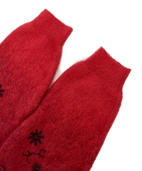 KENZO（ケンゾー）KENZO (ケンゾー) アルパカブレンドビーズフラワーカーディガン レッド サイズ:XSの古着・服飾アイテム