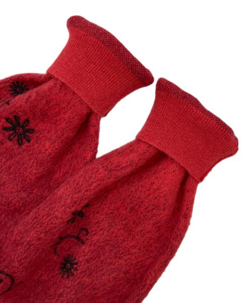 KENZO（ケンゾー）KENZO (ケンゾー) アルパカブレンドビーズフラワーカーディガン レッド サイズ:XSの古着・服飾アイテム