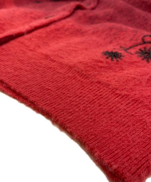 KENZO（ケンゾー）KENZO (ケンゾー) アルパカブレンドビーズフラワーカーディガン レッド サイズ:XSの古着・服飾アイテム