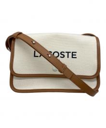 LACOSTE（ラコステ）の古着「ヘリテージキャンバス フラップクローズコットンショルダーバッグ」｜アイボリー