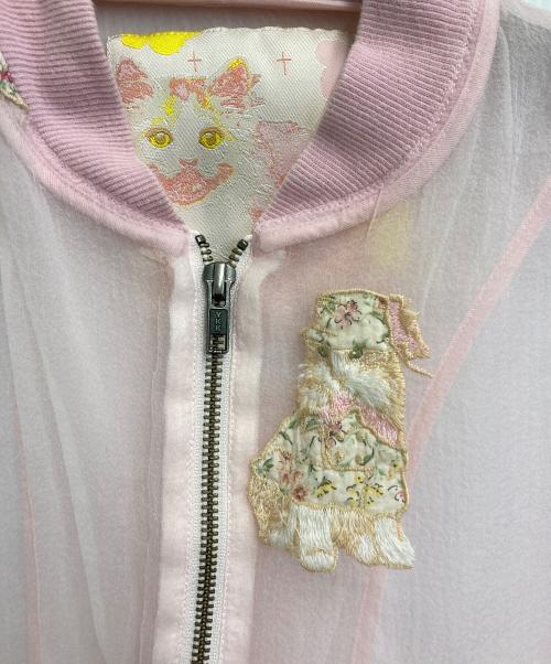 Mikio Sakabe（ミキオサカベ）MIKIO SAKABE (ミキオサカベ) 17SS猫刺繍シアージャケット ピンク サイズ:Sの古着・服飾アイテム