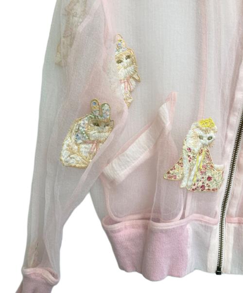 Mikio Sakabe（ミキオサカベ）MIKIO SAKABE (ミキオサカベ) 17SS猫刺繍シアージャケット ピンク サイズ:Sの古着・服飾アイテム