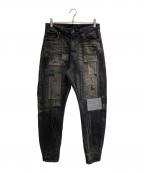 glambグラム）の古着「パッチワークデニムパンツ」｜ブラック