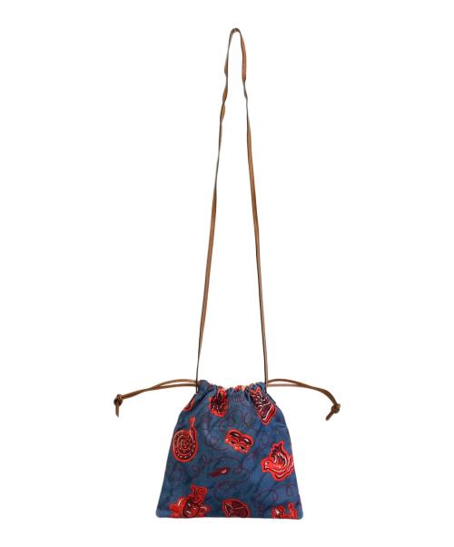 LOEWE（ロエベ）LOEWE (ロエベ) パウラスイビザ エスニック ポーチ ショルダーポーチ ネイビー×レッドの古着・服飾アイテム