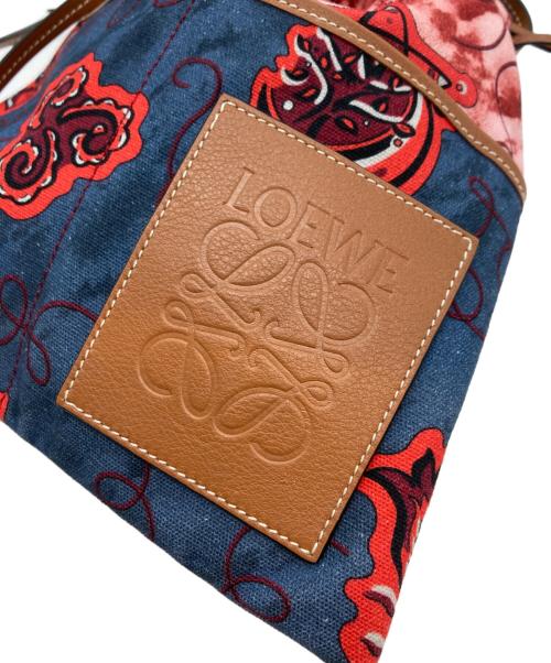 LOEWE（ロエベ）LOEWE (ロエベ) パウラスイビザ エスニック ポーチ ショルダーポーチ ネイビー×レッドの古着・服飾アイテム
