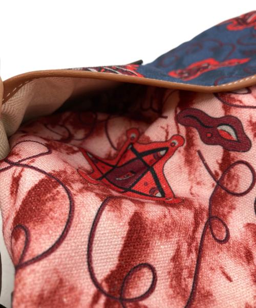 LOEWE（ロエベ）LOEWE (ロエベ) パウラスイビザ エスニック ポーチ ショルダーポーチ ネイビー×レッドの古着・服飾アイテム