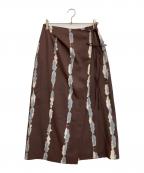 MIESROHEミースロエ）の古着「プリントツイルイージーラップスカート」｜ブラウン