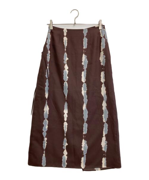 MIESROHE（ミースロエ）MIESROHE (ミースロエ) プリントツイルイージーラップスカート ブラウン サイズ:1 未使用品の古着・服飾アイテム