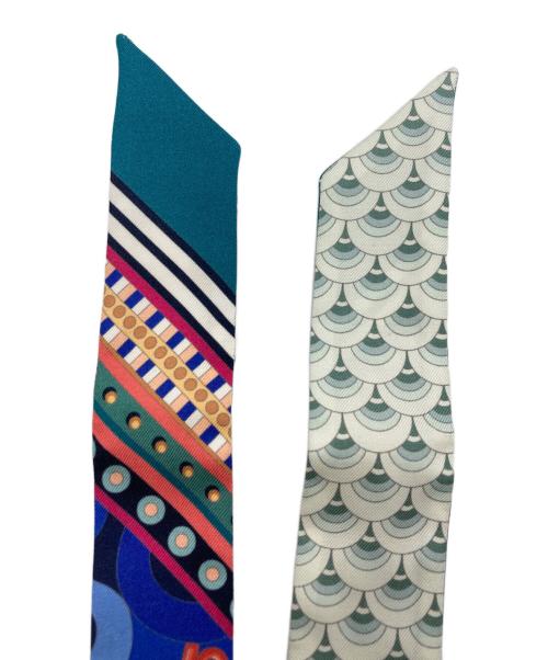 Salvatore Ferragamo（サルヴァトーレ フェラガモ）Salvatore Ferragamo (サルヴァトーレ フェラガモ) リング付きスカーフ ブルーの古着・服飾アイテム