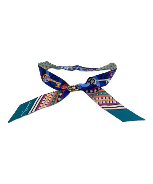 Salvatore Ferragamo（サルヴァトーレ フェラガモ）Salvatore Ferragamo (サルヴァトーレ フェラガモ) リング付きスカーフ ブルーの古着・服飾アイテム