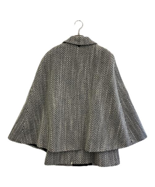 M'S GRACY（エムズグレイシー）M'S GRACY (エムズグレイシー) ヘリンボーンクラシカルマントコート ホワイト×ブラック サイズ:38の古着・服飾アイテム