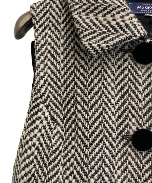 M'S GRACY（エムズグレイシー）M'S GRACY (エムズグレイシー) ヘリンボーンクラシカルマントコート ホワイト×ブラック サイズ:38の古着・服飾アイテム