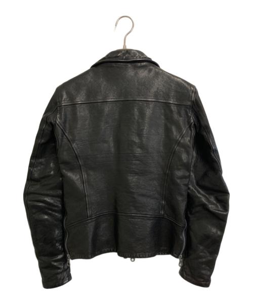 ISAMU KATAYAMA BACKLASH（イサムカタヤマ・バックラッシュ）ISAMU KATAYAMA BACKLASH (イサムカタヤマ・バックラッシュ) イタリアンショルダー製品染めダブルライダース ブラック サイズ:XSの古着・服飾アイテム