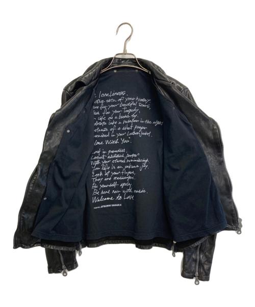 ISAMU KATAYAMA BACKLASH（イサムカタヤマ・バックラッシュ）ISAMU KATAYAMA BACKLASH (イサムカタヤマ・バックラッシュ) イタリアンショルダー製品染めダブルライダース ブラック サイズ:XSの古着・服飾アイテム