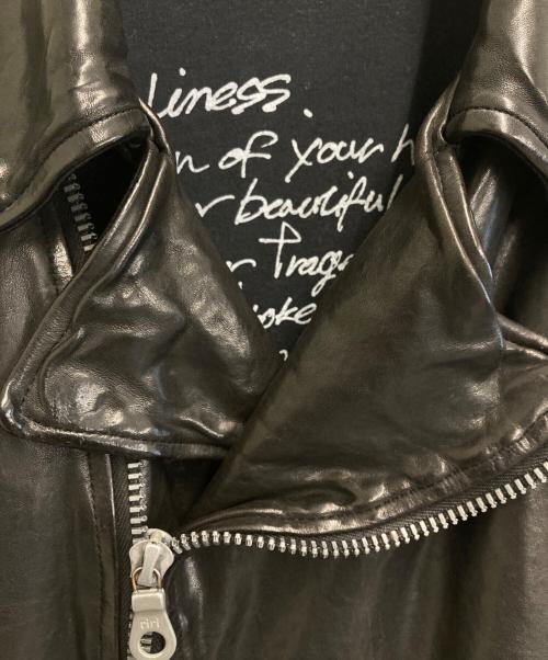 ISAMU KATAYAMA BACKLASH（イサムカタヤマ・バックラッシュ）ISAMU KATAYAMA BACKLASH (イサムカタヤマ・バックラッシュ) イタリアンショルダー製品染めダブルライダース ブラック サイズ:XSの古着・服飾アイテム