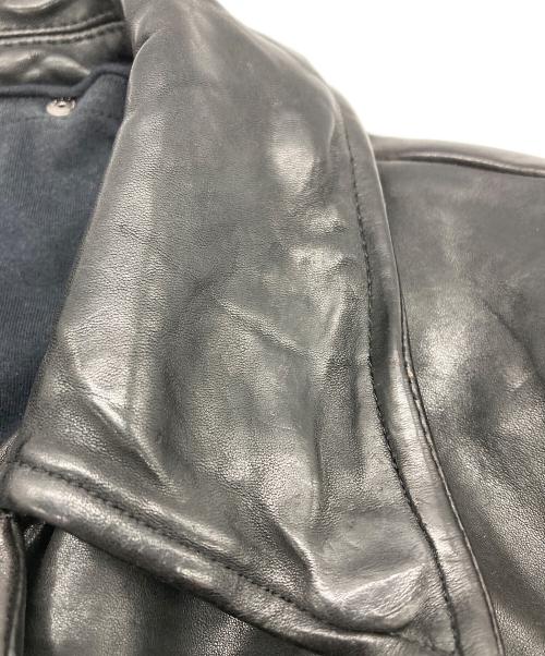 ISAMU KATAYAMA BACKLASH（イサムカタヤマ・バックラッシュ）ISAMU KATAYAMA BACKLASH (イサムカタヤマ・バックラッシュ) イタリアンショルダー製品染めダブルライダース ブラック サイズ:XSの古着・服飾アイテム