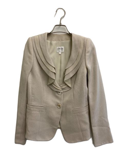 ARMANI COLLEZIONI（アルマーニ コレツィオーニ）ARMANI COLLEZIONI (アルマーニ コレツィオーニ) ノーカラージャケット ベージュ サイズ:SIZE M (38)の古着・服飾アイテム