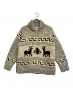 KANATAカナタ）の古着「カウチンニットカーディガン」｜グレー×アイボリー