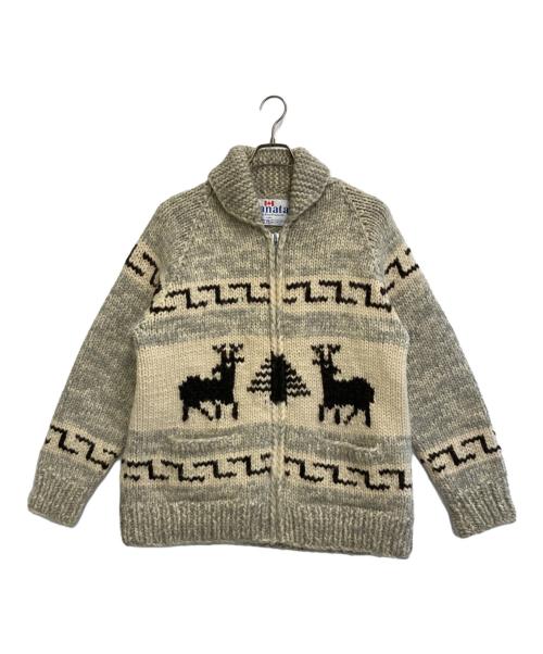 KANATA（カナタ）KANATA (カナタ) カウチンニットカーディガン グレー×アイボリー サイズ:記載なしの古着・服飾アイテム