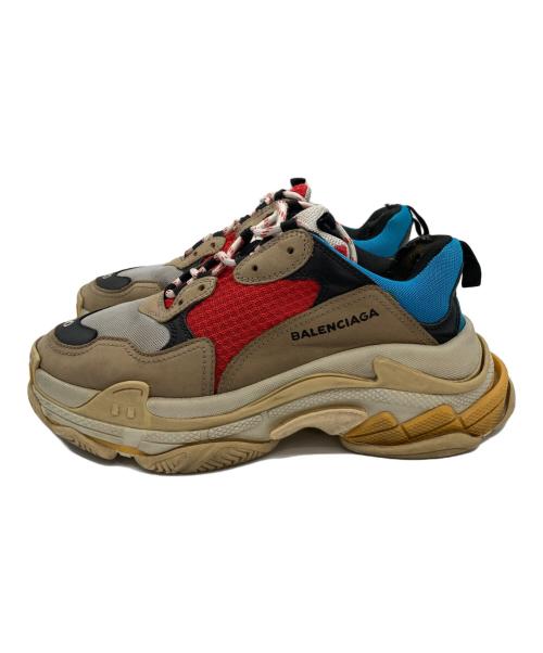 BALENCIAGA（バレンシアガ）BALENCIAGA (バレンシアガ) Triple S ダット スニーカー ベージュ×レッド サイズ:26.5cmの古着・服飾アイテム