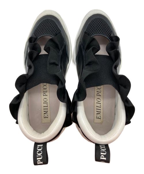 Emilio Pucci（エミリオ プッチ）Emilio Pucci (エミリオ プッチ) フリルスニーカー ホワイト×ブラック サイズ:36の古着・服飾アイテム