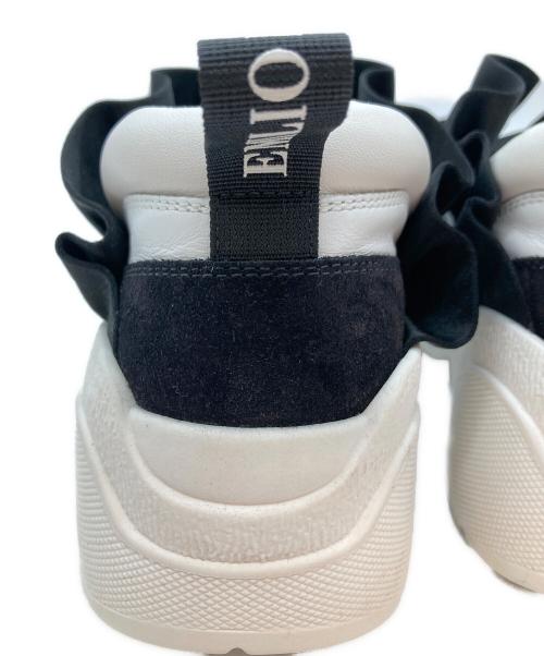 Emilio Pucci（エミリオ プッチ）Emilio Pucci (エミリオ プッチ) フリルスニーカー ホワイト×ブラック サイズ:36の古着・服飾アイテム