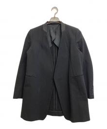 BACCA（バッカ）の古着「コットンピケノーカラーロングジャケット」｜ブラック