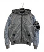 DIESELディーゼル）の古着「フード ミックスマテリアル キルティング プリントＭＡ-1」｜グレー