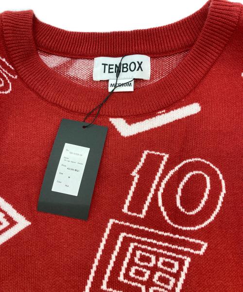 TENBOX（テンボックス）TENBOX (テンボックス) OG Logo Jacquard Sweater レッド サイズ:M 未使用品の古着・服飾アイテム