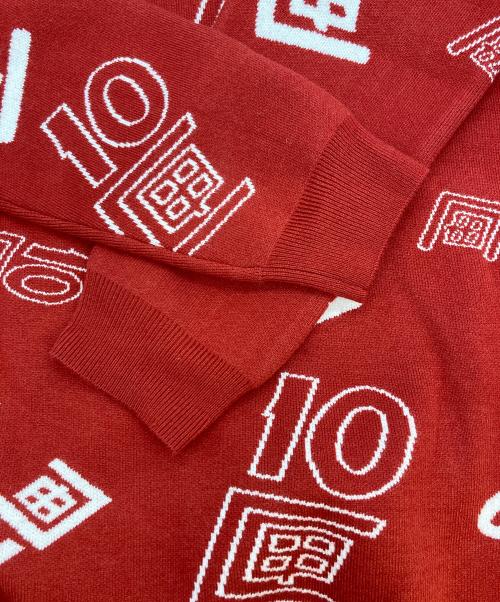 TENBOX（テンボックス）TENBOX (テンボックス) OG Logo Jacquard Sweater レッド サイズ:M 未使用品の古着・服飾アイテム