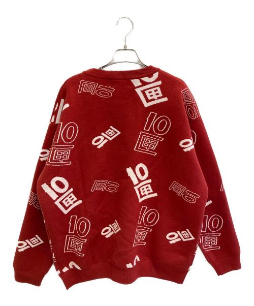 TENBOX（テンボックス）TENBOX (テンボックス) OG Logo Jacquard Sweater レッド サイズ:L 未使用品の古着・服飾アイテム