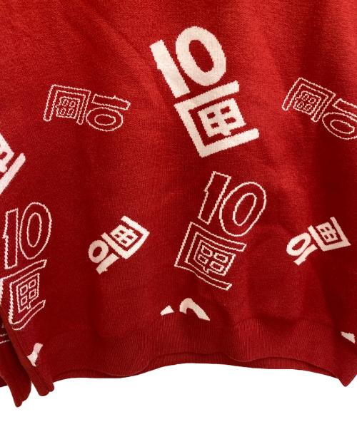 TENBOX（テンボックス）TENBOX (テンボックス) OG Logo Jacquard Sweater レッド サイズ:L 未使用品の古着・服飾アイテム