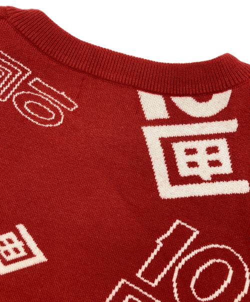 TENBOX（テンボックス）TENBOX (テンボックス) OG Logo Jacquard Sweater レッド サイズ:M 未使用品の古着・服飾アイテム