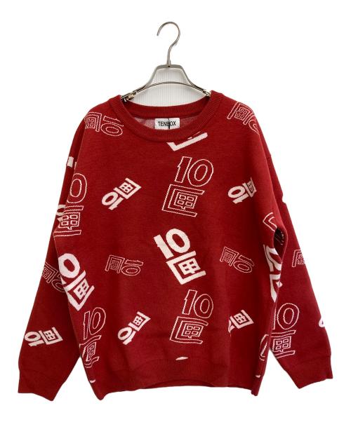 TENBOX（テンボックス）TENBOX (テンボックス) OG Logo Jacquard Sweater レッド サイズ:M 未使用品の古着・服飾アイテム
