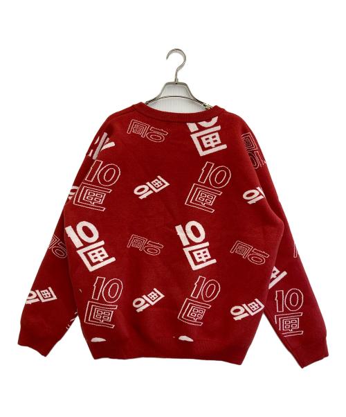 TENBOX（テンボックス）TENBOX (テンボックス) OG Logo Jacquard Sweater レッド サイズ:M 未使用品の古着・服飾アイテム