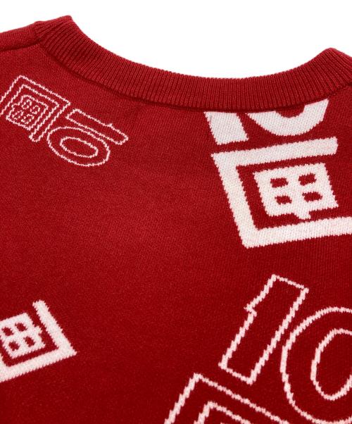 TENBOX（テンボックス）TENBOX (テンボックス) OG Logo Jacquard Sweater レッド サイズ:M 未使用品の古着・服飾アイテム