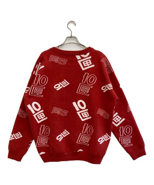 TENBOX（テンボックス）TENBOX (テンボックス) OG Logo Jacquard Sweater レッド サイズ:M 未使用品の古着・服飾アイテム
