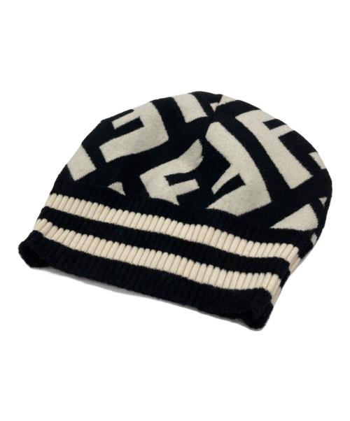 FENDI（フェンディ）FENDI (フェンディ) ニット帽 ブラック×ホワイトの古着・服飾アイテム