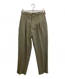 MARKAWARE（マーカウェア）の古着「FRONT PLEATS PEGTOP ORGANIC WOOL TROPICAL」｜カーキ