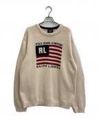 POLO JEANS CO.ポロジーンズカンパニー）の古着「星条旗ニット」｜ベージュ