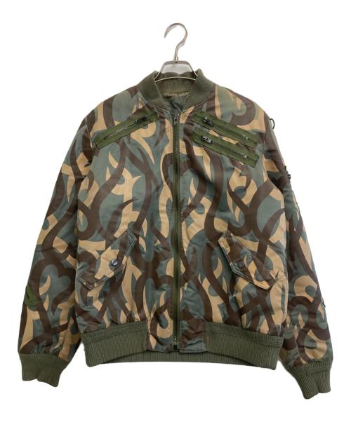 NUMBER (N)INE（ナンバーナイン）NUMBER (N)INE (ナンバーナイン) ハートトライバルカモ MA-1 グリーン サイズ:3の古着・服飾アイテム