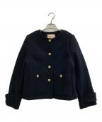 Apuweiser-richeアプワイザーリッシェ）の古着「金釦ノーカラーショートコート」｜ブラック