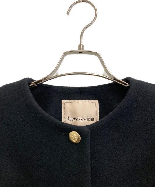 Apuweiser-riche（アプワイザーリッシェ）Apuweiser-riche (アプワイザーリッシェ) 金釦ノーカラーショートコート ブラック サイズ:1の古着・服飾アイテム