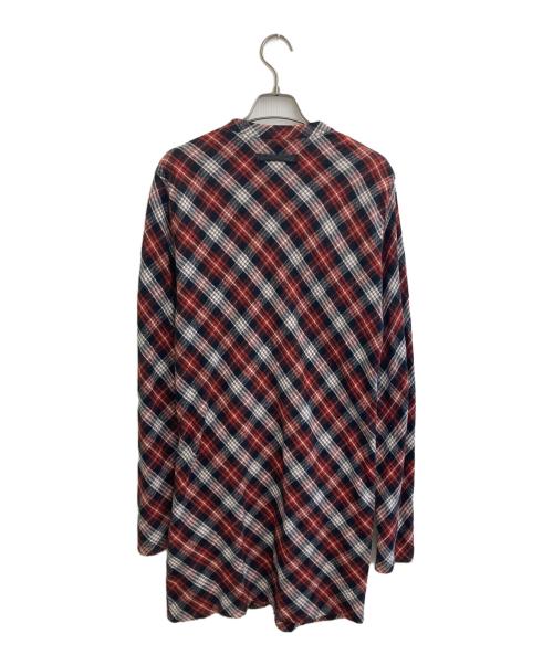 ISAMU KATAYAMA BACKLASH（イサムカタヤマ・バックラッシュ）ISAMU KATAYAMA BACKLASH (イサムカタヤマ・バックラッシュ) シルクコットンロング カーディガン ブラック×レッド サイズ:Sの古着・服飾アイテム