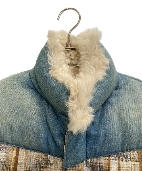 ISAMU KATAYAMA BACKLASH（イサムカタヤマ・バックラッシュ）ISAMU KATAYAMA BACKLASH (イサムカタヤマ・バックラッシュ) デニムジャガードベスト ブラウン×ブルー サイズ:Sの古着・服飾アイテム