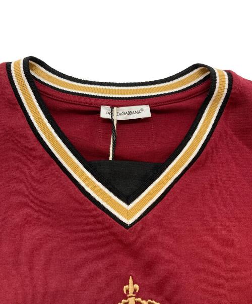 DOLCE & GABBANA（ドルチェ＆ガッバーナ）DOLCE & GABBANA (ドルチェ＆ガッバーナ) VネックTシャツ ボルドー サイズ:9/10 未使用品の古着・服飾アイテム