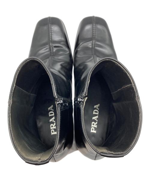 PRADA（プラダ）PRADA (プラダ) スクエアトゥサイドジップブーツ ブラック サイズ:SIZE 9の古着・服飾アイテム