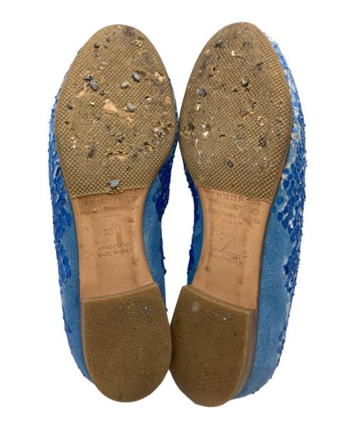Maison Margiela（メゾンマルジェラ）Maison Margiela (メゾンマルジェラ) パイソン型押しフラットパンプス ブルー サイズ:23の古着・服飾アイテム