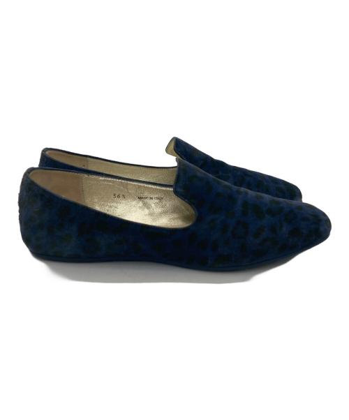 JIMMY CHOO（ジミーチュウ）JIMMY CHOO (ジミーチュウ) レオパード柄スリッポン ネイビー サイズ:SIZE 23cmの古着・服飾アイテム