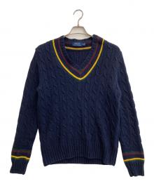 POLO RALPH LAUREN（ポロ・ラルフローレン）の古着「ケーブルニット」｜ネイビー